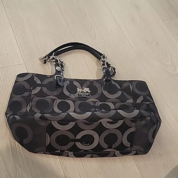 Coach Bags Black And Silver Optic C Coach Purse Poshmark
